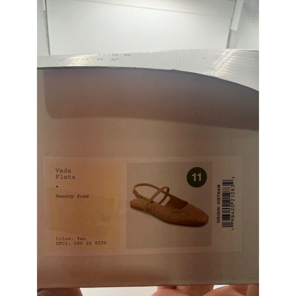 A New Day Vada Tan Slingback Mary Jane Ballet Flats Square Toe Memory Foam 11